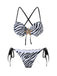 Ensemble bikini noir et blanc à rayures zébrées et étoiles de mer années 1950