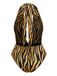 Maillot de bain marron rayures zébrées col V profond des années 1960