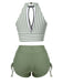 Maillot de bain à rayures creuses col rond des années 1950