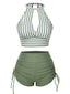 Maillot de bain à rayures creuses col rond des années 1950