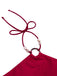 Ensemble bikini dos nu rouge style princesse avec perles des années 1970