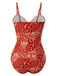 Maillot de bain rouge à bretelles creuses cachemire années 1970