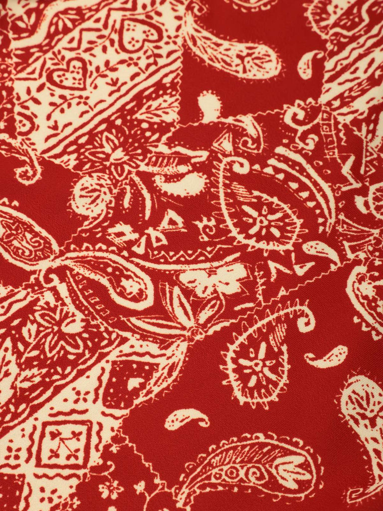 Maillot de bain rouge à bretelles creuses cachemire années 1970