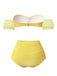 Ensemble bikini bouffant à fleurs Princesse Belle jaune années 1970