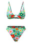Ensemble bikini fleuri vert style dessin animé des années 1950