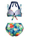 Ensemble bikini patchwork multicolore plantes tropicales années 1950