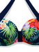 Ensemble bikini patchwork multicolore plantes tropicales années 1950