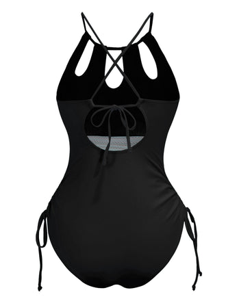 Maillot de bain col trou de serrure et liens croisés des années 1950