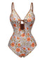 Maillot de bain une pièce kaki motif floral des années 1950