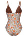 Maillot de bain une pièce kaki motif floral des années 1950