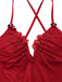 Maillot de bain rouge col V profond fleuriel 3D pailleté années 1960