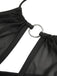 Ensemble bikini noir motif crâne col licou et cache-maillot années 80