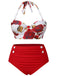 [Grande taille] Maillot de bain rouge dos nu Roses des années 1940