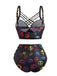 Ensemble bikini noir gothique avec tête de mort années 1980
