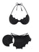 Ensemble bikini noir ailes de chauve-souris gothiques années 1980