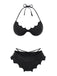 Ensemble bikini noir ailes de chauve-souris gothiques années 1980