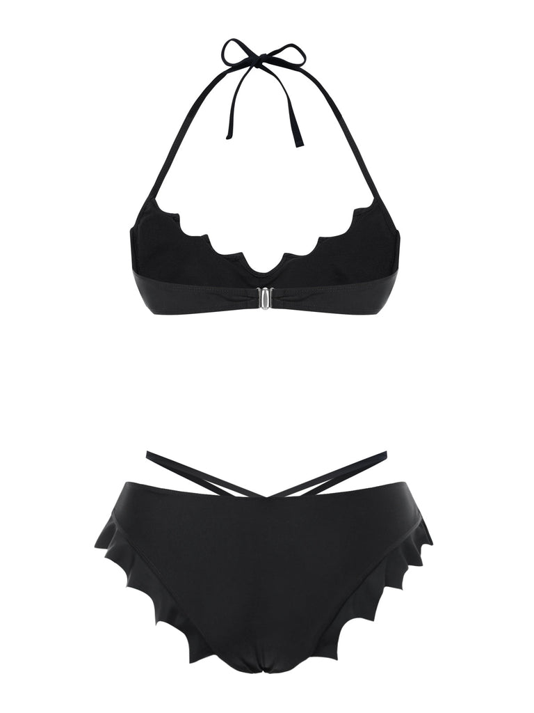 Ensemble bikini noir ailes de chauve-souris gothiques années 1980