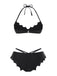 Ensemble bikini noir ailes de chauve-souris gothiques années 1980