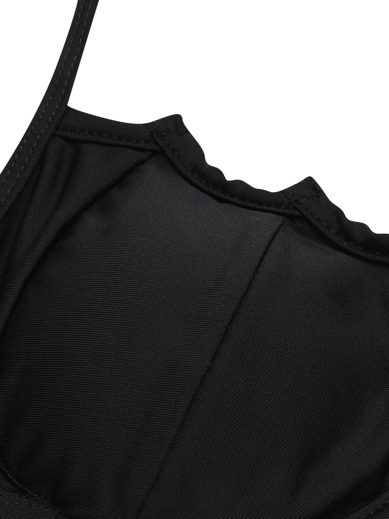 Ensemble bikini noir ailes de chauve-souris gothiques années 1980