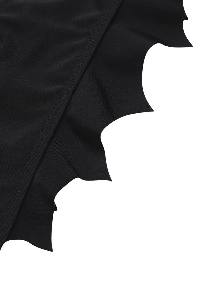 Ensemble bikini noir ailes de chauve-souris gothiques années 1980