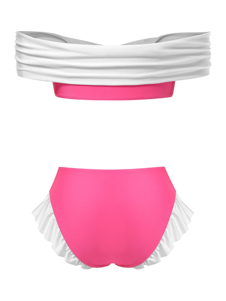 Ensemble bikini princesse bijoux rose années 1970