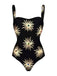 Maillot de bain une pièce et cache-maillot noir doré feu d'artifice années 1960