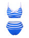 Ensemble bikini rayé bleu et blanc avec nœud des années 1950