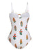 2PCS Maillot de bain à bretelles fleuries 3D et cache-maillot blanc des années 1960