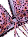 Ensemble bikini à lacets col décolleté V profond léopard patchwork années 1950