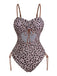 Maillot de bain léopard marron cordon de serragedes années 1940