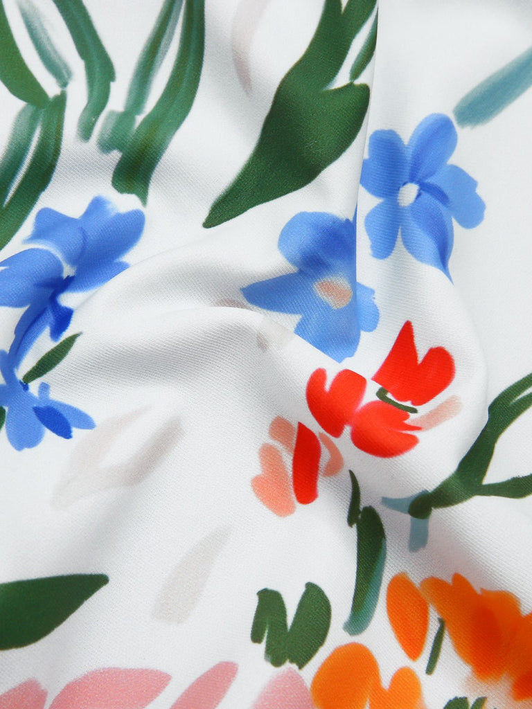 [Prévente] Maillot de bain une pièce bandeau multicolore fleurs peintes années 1960