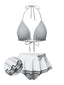 Maillot de bain dos nu carreaux vichy gris et blanc nnées 1940