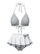Maillot de bain dos nu carreaux vichy gris et blanc nnées 1940