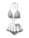 Maillot de bain dos nu carreaux vichy gris et blanc nnées 1940