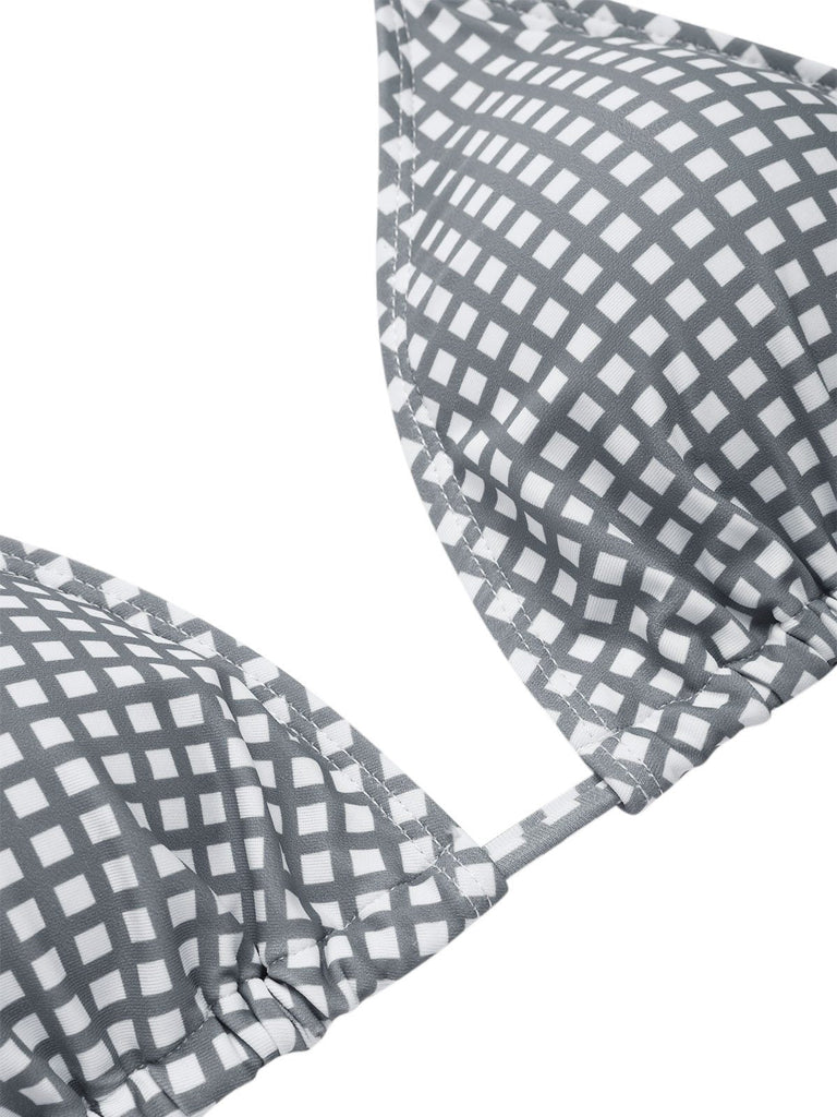 Maillot de bain dos nu carreaux vichy gris et blanc nnées 1940