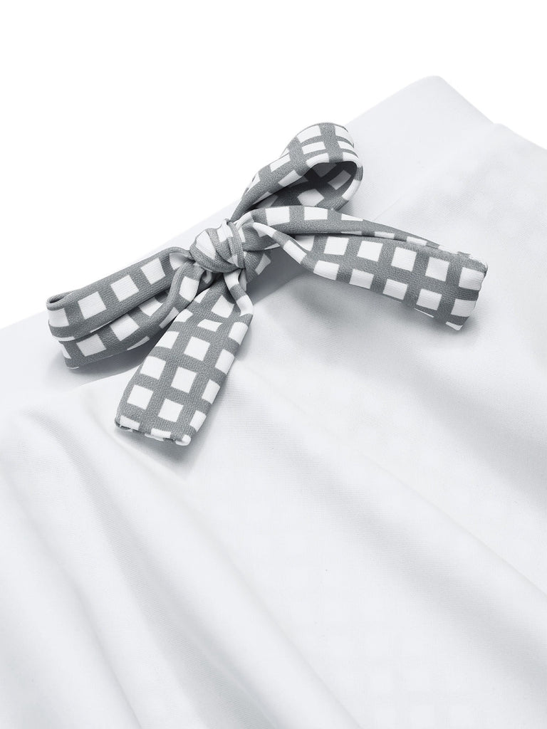Maillot de bain dos nu carreaux vichy gris et blanc nnées 1940