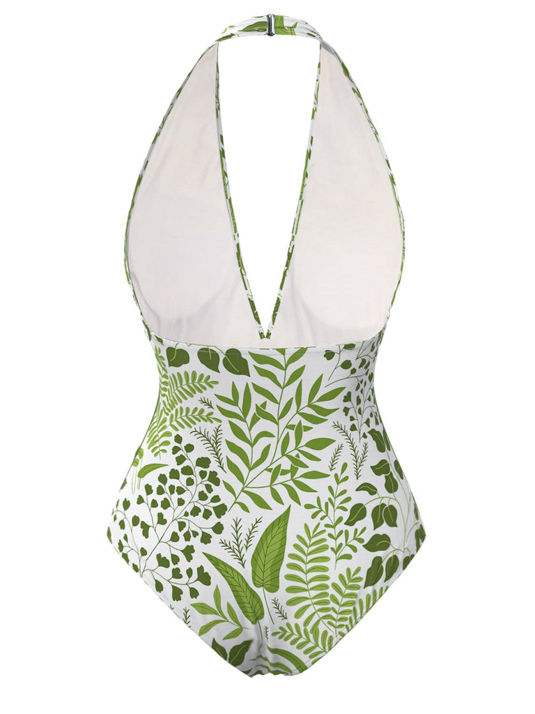 [Prévente] Maillot de Bain une pièce végétaux vert années 1960