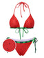 Ensemble bikini rouge pastèque à nœud années 1960