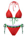 Ensemble bikini rouge pastèque à nœud années 1960