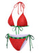 Ensemble bikini rouge pastèque à nœud années 1960