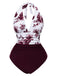Maillot de bain rouge dos nu col V motif silhouette de feuille années 1940