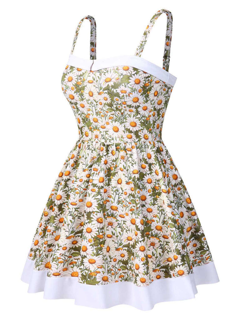 Robe de bain à reliure marguerites à bretelles années 1950