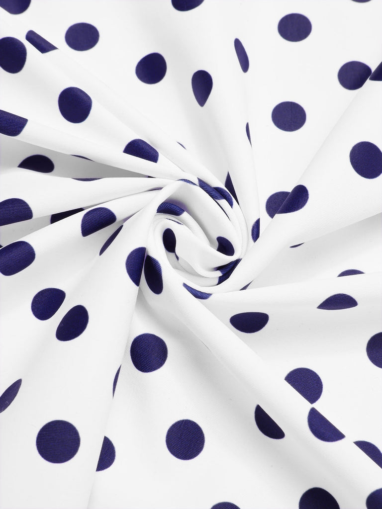 Robe de bain dos nu patchwork à pois bleus années 40