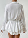 Mini-robe cache-maillot blanche col V profond motif floral 3D années 1950