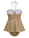Maillot de bain dos nu à lacets et chaîne coquillages des années 1940