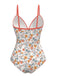 [Prévente] Maillot de bain une pièce froncé à fleurs orange des années 1960