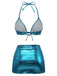 Ensemble bikini métallisé uni à bretelles années 1970