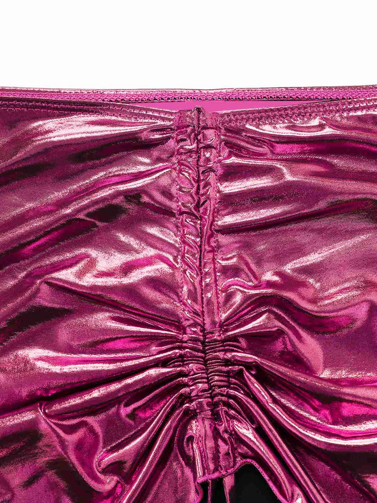 Ensemble bikini métallisé uni à bretelles années 1970