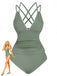 Ensemble De Tankini Colorblock Col V Profond Dos Épinglé Année 1940