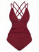 Ensemble De Tankini Colorblock Col V Profond Dos Épinglé Année 1940